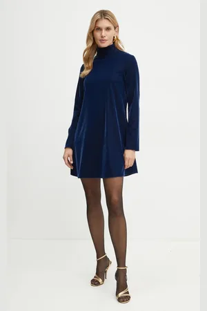 Max&Co. Velurové šaty tmavomodrá barva, mini, 2426226014200