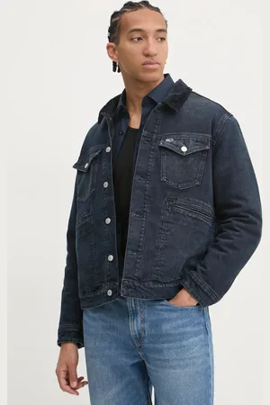 Tommy Hilfiger Džínová bunda pánská, tmavomodrá barva, přechodná, DM0DM20434