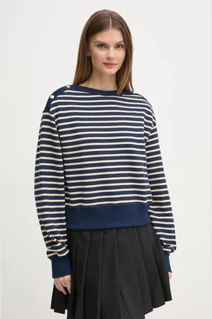 Tommy Hilfiger Bavlněná mikina dámská, tmavomodrá barva, vzorovaná, WW0WW44447