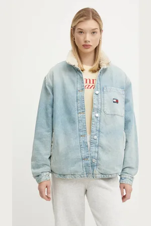 Tommy Hilfiger Džínová bunda dámská, barva, přechodná, oversize, DW0DW19823