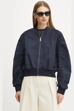 HUGO BOSS Bomber bunda tmavomodrá barva, přechodná, oversize, 50531728