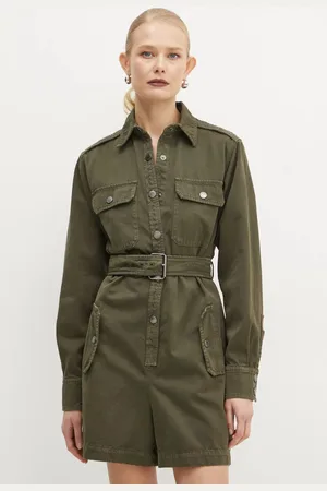 Max Mara Džínový overal barva, bavlněný, s límečkem, 2425246016600