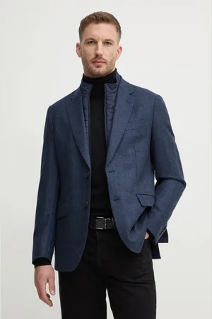 Hackett Vlněné sako tmavomodrá barva, HM443438R