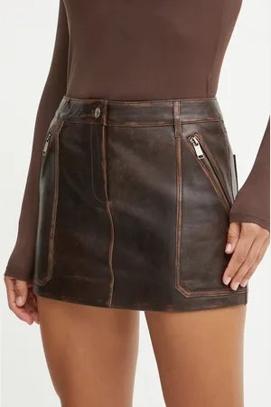 Michael Kors Kožená sukně barva, mini, áčková, MF470G2F24