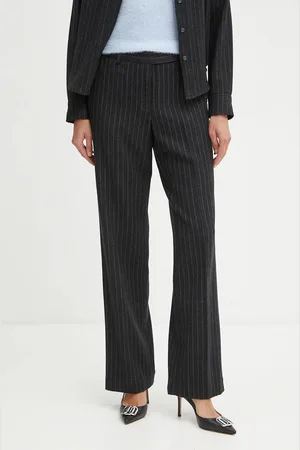 Michael Kors Vlněné kalhoty jednoduché, high waist, MF43015F2A