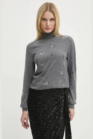 Msgm Vlněný svetr dámský, barva, lehký, s golfem, 3742MDM212.247786