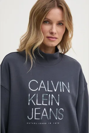 Calvin Klein Bavlněná mikina dámská, barva, s aplikací, J20J225082