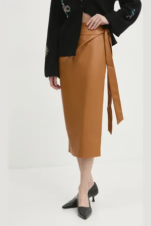 Never Fully Dressed Sukně Vegan Leather Jaspre Skirt barva, midi, pouzdrová, NFDSK473