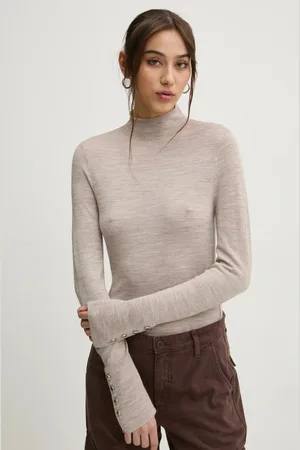 Abercrombie & Fitch Vlněný svetr dámský, barva, lehký, s pologolfem, KI150-4348
