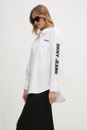 DKNY Bavlněná košile černá barva, relaxed, s klasickým límcem, E31M1RDM