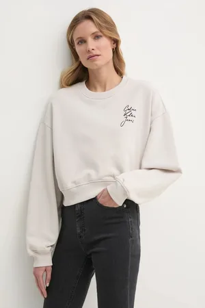 Calvin Klein Bavlněná mikina dámská, barva, s potiskem, J20J224743