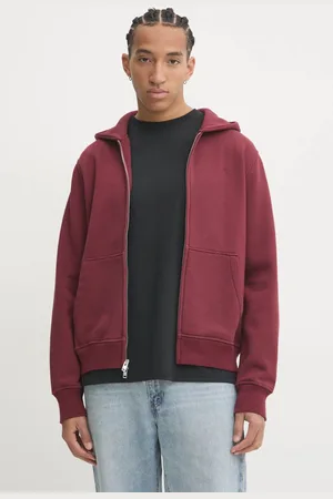 Abercrombie & Fitch Mikina pánská, vínová barva, s kapucí, hladká, KI122-4275