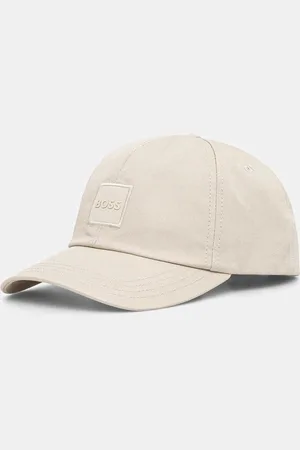 HUGO BOSS Bavlněná baseballová čepice béžová barva, s aplikací, 50535555