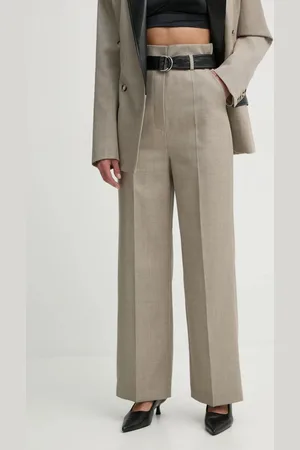 Nanushka Vlněné kalhoty ULANI barva, jednoduché, high waist, NW24FWPA37570