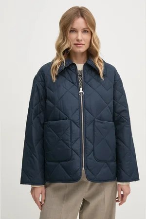 Barbour Bunda dámská, tmavomodrá barva, přechodná, oversize, LQU1799NY51