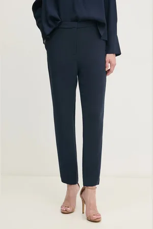 Tommy Hilfiger Kalhoty dámské, tmavomodrá barva, střih cigarette, high waist, WW0WW45450