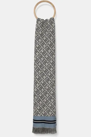 Tommy Hilfiger Šátek z vlněné směsi tmavomodrá barva, vzorovaný, AW0AW16856