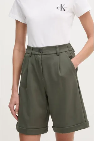 Benetton Kraťasy dámské, barva, hladké, high waist, 4T9AD901R