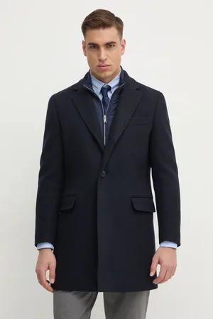 Hackett Vlněný kabát tmavomodrá barva, přechodný, HM403241R