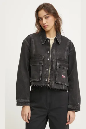 Tommy Hilfiger Džínová bunda dámská, barva, přechodná, oversize, DW0DW20545