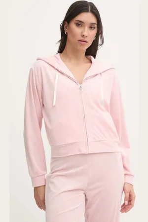 Juicy Couture Pyžamová mikina LIV RIB VELOUR HOODIE dámská, barva, JCLBJ125503