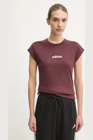adidas Bavlněné tričko Essentials Linear vínová barva, JG8663