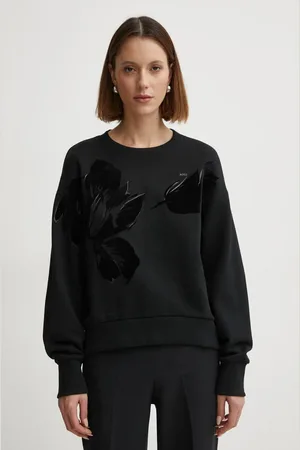 HUGO BOSS Bavlněná mikina dámská, barva, s aplikací, 50535275