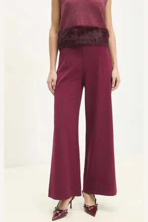 ANSWEAR Kalhoty dámské, vínová barva, zvony, high waist