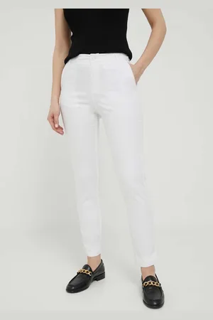Benetton Kalhoty dámské, béžová barva, přiléhavé, high waist