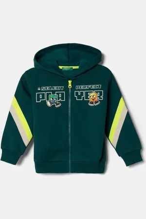Benetton Dětská mikina barva, s kapucí, vzorovaná, 3J73G503H