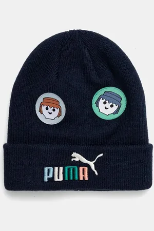 PUMA Dětská čepice X PLAYMOBIL tmavomodrá barva, z husté pleteniny, 255430