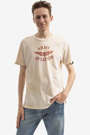 Alpha Industries Bavlněné tričko Vintage Aviation oranžová barva, s potiskem, 106515.18-orange