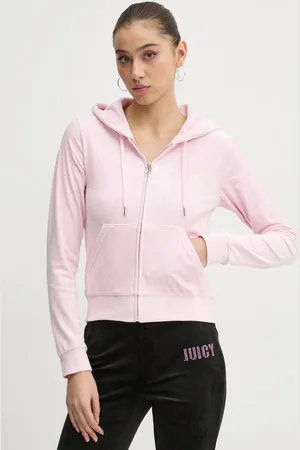 Juicy Couture Velurová mikina barva, s kapucí, JCWAS125302