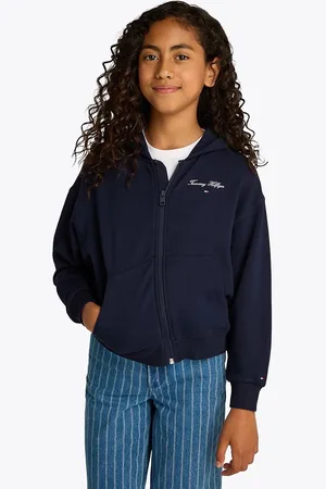 Tommy Hilfiger Dětská mikina tmavomodrá barva, s kapucí, s potiskem, KG0KG08318