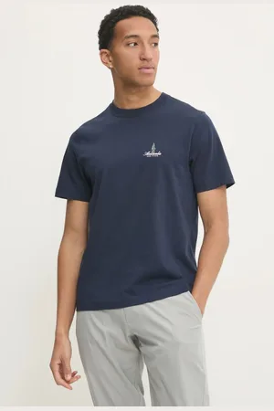Abercrombie & Fitch Bavlněné tričko tmavomodrá barva, s potiskem, KI123-4189