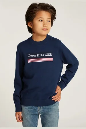 Tommy Hilfiger Dětský bavlněný svetr tmavomodrá barva, KB0KB09344