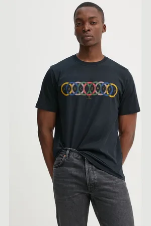 Paul Smith Bavlněné tričko tmavomodrá barva, s potiskem, M2R.011R.PP5264