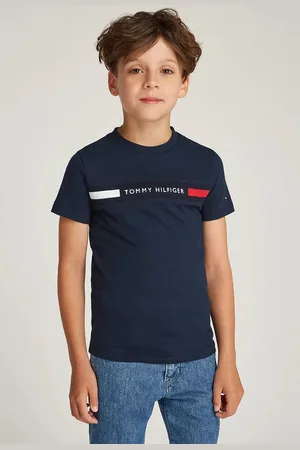 Tommy Hilfiger Dětské bavlněné tričko tmavomodrá barva, s aplikací, KB0KB09351