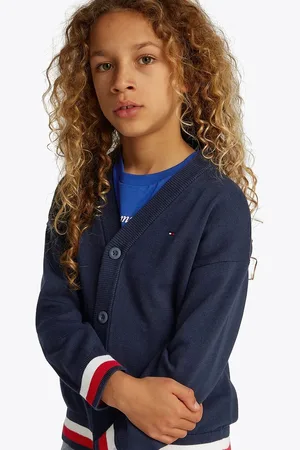 Tommy Hilfiger Dětský bavlněný kardigan tmavomodrá barva, KB0KB08891