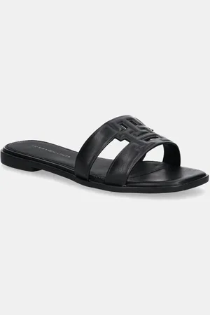 Tommy Hilfiger Kožené pantofle TH LOGO STRAP MULE dámské, barva, FW0FW08671