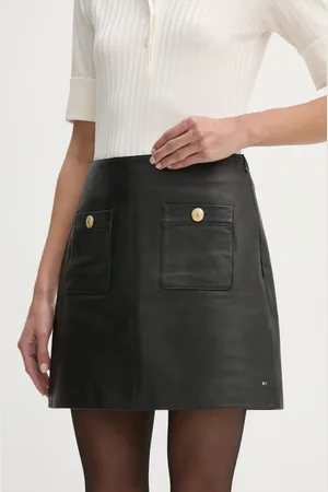 Tommy Hilfiger Kožená sukně barva, mini, WW0WW43782
