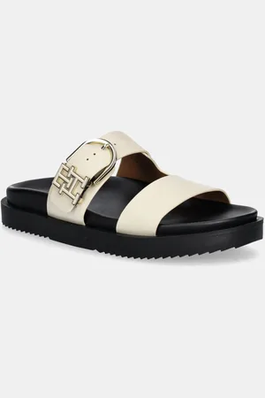 Tommy Hilfiger Kožené pantofle LEATHER SPORTY MULE dámské, barva, FW0FW08512
