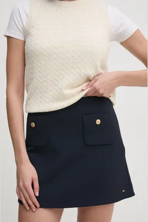 Tommy Hilfiger Sukně tmavomodrá barva, mini, áčková, WW0WW44994