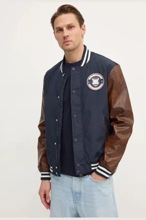 Guess Bomber bunda VARSITY tmavomodrá barva, přechodná, oversize, M5RL19 WGU82