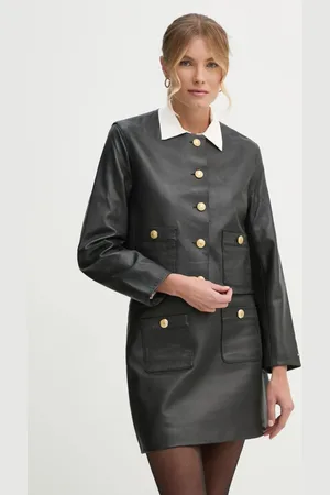Tommy Hilfiger Kožená bunda dámská, barva, přechodná, WW0WW43781