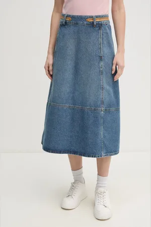 Tommy Hilfiger Džínová sukně barva, midi, áčková, WW0WW43733