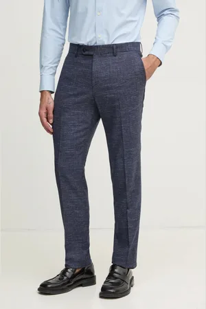 HUGO BOSS Vlněné kalhoty tmavomodrá barva, ve střihu chinos, 50535685