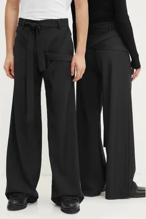 HELIOT EMIL Kalhoty s příměsí vlny barva, široké, high waist, AW24.M.10.182.BLK01