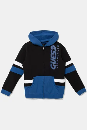 Guess Dětská bavlněná mikina barva, s kapucí, vzorovaná, L5RQ02 KA6R4
