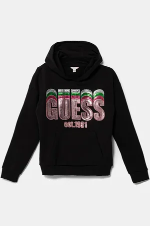 Guess Dětská bavlněná mikina barva, s kapucí, s aplikací, J5RQ00 KAD74